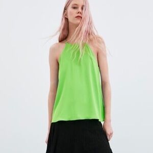 NWT Zara neon green Halter Top sleeveless